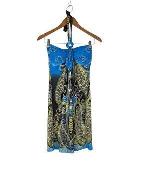 Chesley Paisley Festival CHIC Vibrant Sexy Halter Neck Tunic Key Hole Dress Smal